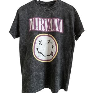 Nirvana Vintage-Wash Smiley Tee – Size M - Oversized Fit - NWOT